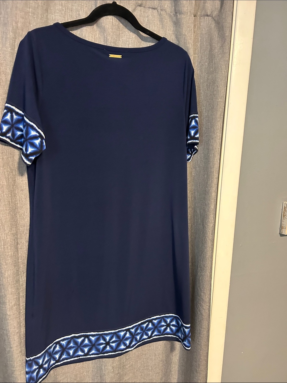 Michael Kors Navy Short Sleeve Shift Dress with Geometric Trim - Picture 5 of 5